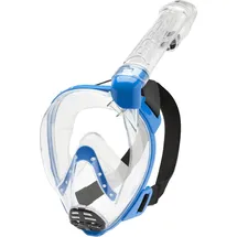 Cressi Baron Full Face Mask Integralmaske Large Vision Schnorcheln mit Atemschutzschlauch, Transparent/Blau, XS/Junior