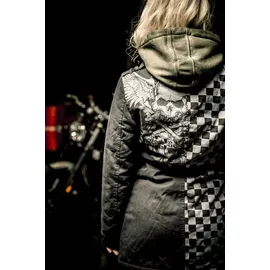 Rock Rebel by EMP Damen schwarz/graue Jacke mit Nieten und Print S - S