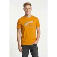 CAMEL ACTIVE T-Shirt CAMEL ACTIVE, Herren, Gr. XXL, orange (burned gelb), Jersey, Obermaterial: 100% Baumwolle, bedruckt, regular fit taillenbedeckt, Rundhals, Shirts T-Shirt, mit Logo Print