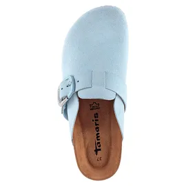 TAMARIS Damen Fußbett Pantolette Leder flach, blau, 40 EU