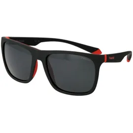 Polaroid PLD 2141/S Unisex-Sonnenbrille Vollrand Eckig Kunststoff-Gestell, Schwarz