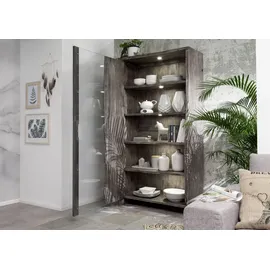 Massivmoebel24 Vitrine Akazie 105 x 45 x 204 cm Grau