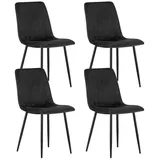 Home Collective Esszimmerstuhl 1er, 2er, 4er Set Polsterstuhl Stuhl Wohnzimmerstuhl (Stuhl Bequemes und strapazierfähiges Design, 90 cm Höhe, 120 kg Belastbarkeit, 4 St), mit schwarzem Samtsitz und schwarz lackierten Metallbeinen 4er Set schwarz