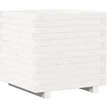 vidaXL Pflanzkübel Weiß 50x50x49,5 cm Massivholz Kiefer