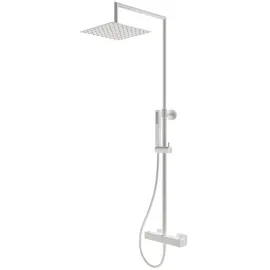 Mariner Linea Duschsystem mit Thermostat, Metall-Stabhandbrause und Edelstahl-Kopfbrause eckig, WLS5301-BO,