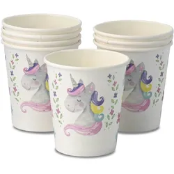 ECOFIESTA 24 Stück Papierbecher Einhorn 200ml - Umweltfreundliche Becher Kindergeburtstag - nachhaltige Einwegbecher ohne Plastik