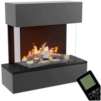 GLOW FIRE Elektrokamin Hölderlin Sims Wasserdampf Kamin, Wandkamin, Elektrischer Kamin, Wasserdampfkamin mit 3D Feuer und Knisterfunktion grau