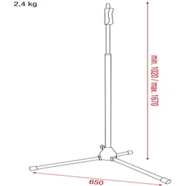 Showgear Microphone Stand - Quick Lock 1020-1670mm
