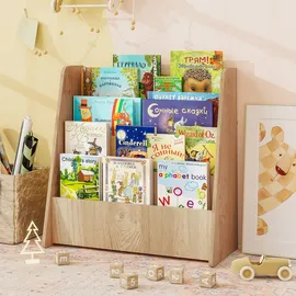 Costway Kinderregal 4 Tier 57,5 x 26,5 x 59 cm Holz natur beige