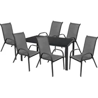 Mojawo Gartengarnitur Sitzgarnitur 7-tlg.150x80cm Non-Wood Anthrazit/Schwarz
