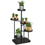 Relaxdays Blumentreppe mit 5 Ablagen 80 x 47 cm Schwarz