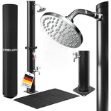 STEELSØN Solardusche Velion 20/40 Liter, warmes Wasser bis 60 °C (auch ohne Boden oder mit 20L Fassungsvermögen verfügbar), Gartendursche, schwenkbarer Kopf 40 L