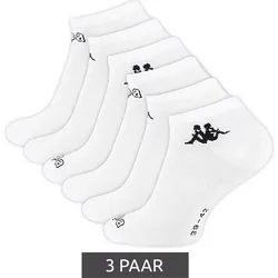 3 Paar Kappa Sportsocken Sneaker-Socken Baumwoll-Strümpfe mit Logo 371B4BW 001 Weiß - 43-46