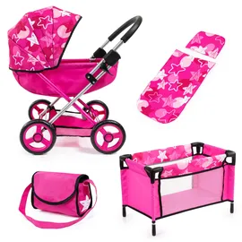 Bayer Design Puppenwagen Cosy Set pink Sterne