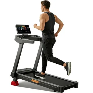 UMAY Laufband für Zuhause (1-14km/h, 10%-15% Steigung,107 * 40cm Lauffläche, Belastung 180kg, Hause Stumm Treadmills Mini Kleines Walking Pad Laufbänder), 3.5 PS Laufband Elektrisches LED Groß Touchscreen schwarz