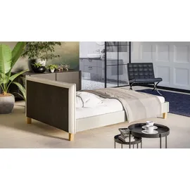 s-style möbel Polsterbett 140 x 200 cm Weiß