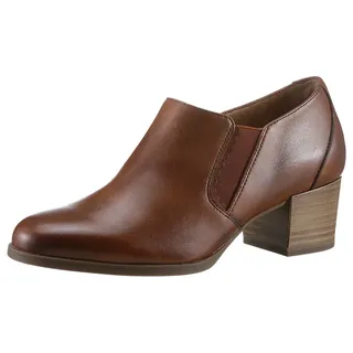 TAMARIS Oceana Hochfrontpumps, Blockabsatz, Businessschuh, Schlupfschuh mit Stretcheinsätzen braun 39 EU