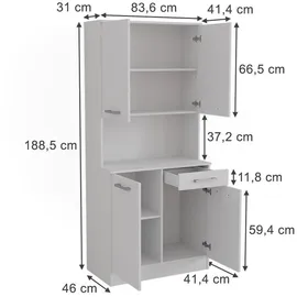 Vicco Küchenbuffet Raul 83,6 x 188,5 cm Weiß