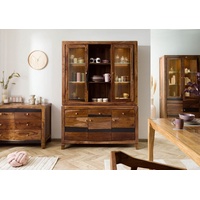 Massivmoebel24 Buffet Buffet Sheesham 140x45x200 dunkelbraun lackiert ANCONA #245 braun