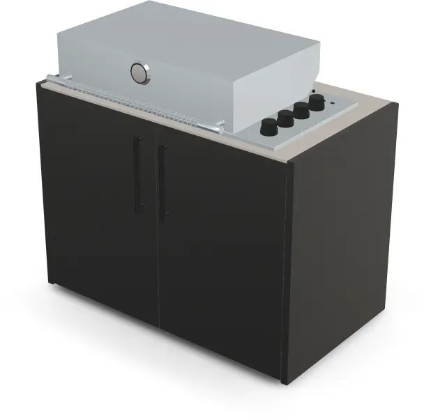 Brabura Box-Q 4-Brenner Edelstahl - Pietra Di Luna / Anthrazit / Matt schwarzer Griff