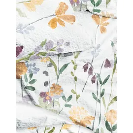 IRISETTE Seersucker Bettwäsche Easy 8547 Blumen Gelb 135 x 200 cm + 80 x 80 cm