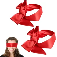 2 Stück Satin-Schlafmaske Augenbinde, Seiden Weiche Augenmaske zum Schlafen und Reisen, 62 Inches, Rot