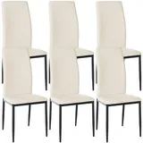 DELUKE® 6er Set Esszimmerstühle SAVINO Kunstleder - 99x41,5x40cm, creme, Kunstleder Metall Gestell Stühle EsszimmerstühleEsstisch Stühle Küchenstuhl