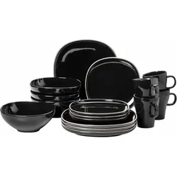 Kombiservice MÄSER "ISORA, Kombiservice, Keramik", schwarz, 16 tlg., Keramik, Geschirr-Sets, Geschirr-Set, Service