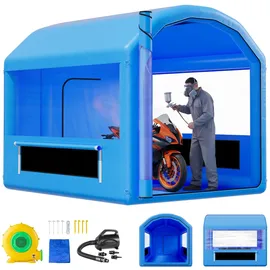 Vevor aufblasbare Lackierkabine Spritzkabine 3 x 2,5 x 2,5 m, Lackierkabinenzelt mit 550 W Gebläse & Luftfiltersystem, rundes Dach, PVC, Spritzlackierung für Metallteile von Kraftfahrzeugen blau