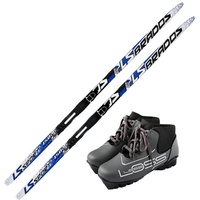 Langlaufski Langlauf Ski Set für Kinder: Langlauf Ski + Bindung+ Langlaufschuhe blau 170 cm