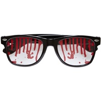 Widmann 0341I - Brille mit Blut befleckt, schwarz, mit Blut befleckte Brille, schwarz, Kunstblut, Horror, Psycho, Halloween, Karneval, Mottoparty