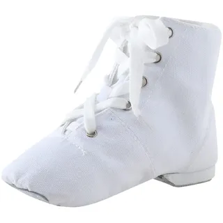 TYUSGH Jazz-Stiefel für Mädchen, PU-Leder, Jazz-Tanzstiefel, Schuhe, knöchellang, Ballsaal, Yoga, Tanzschuhe, weiß, 29 EU - 28.5 EU