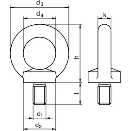 Kleinsorge GmbH & Co. KG Ringschraube DIN 580 Gewinde M8 Stahl C15 galvanisch verzinkt 50 Stück