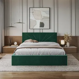 Fdm Polsterbett, dunkelgrün Holzwerkstoff, 140x200 cm, Schlafzimmer, Betten, Polsterbetten