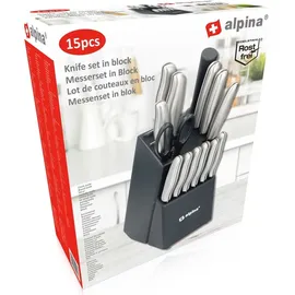Alpina Messerblock 15-tlg. Schwarz