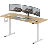 SANODESK Elektrischer Höhenverstellbarer Schreibtisch 200 x 80 cm, Ergonomischer Tischplatte, Steh-Sitz Tisch Computertisch, einfache Montage (Ahorn) - Weiß