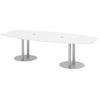 Bümö Konferenztisch weiß, Silber, Meetingtisch für 10 Personen, XXL-Tisch