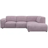 Ecksofa FLEXLUX "Lucera, super Sitzkomfort durch Kaltschaum im Sitz, L-Form" Sofas Gr. B/H/T: 256cm x 73cm x 231cm, Struktur, Chaiselongue links, lila (soft lavender) modern & anschmiegsam, Designsofa, modernes skandinavisches Design