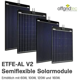Offgridtec ETFE-AL 100W semi-flexibles 23V Solarpanel mit integrierter Aluminiumplatte V2