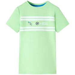 Kinder-T-Shirt Neongrün 92 – Sportliches Shirt mit Fußball-Design - 92