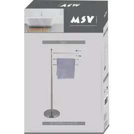 MSV Handtuchständer mit 3 beweglichen Stangen Edelstahl Silber 140338