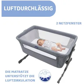 Chicco Next2Me Essential Neugeborenen Beistellbett, Nachhaltig, Kompatibel mit verschiedenen Betten, Höhenverstellbar, Neigbar, Gute Luftzirkulation, Matratze und Tasche enthalten, 0-6 Monate