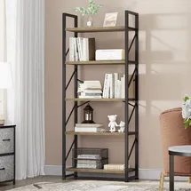 YITAHOME Bücherregal 5 Ebenen Grau