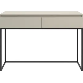 Selsey Schreibtisch Computertisch Bürotisch Mit 2 Schubladen Metallrahmen 120 x 50 x 80 cm Taupe Mit Schwarzen Beinen