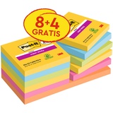 Post-it 8 + 4 GRATIS: Post-it® Carnival Haftnotizen extrastark farbsortiert 8 Blöcke + GRATIS 4 Blöcke