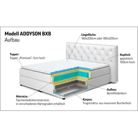 LeGer Home by Lena Gercke Boxspringbett »Addyson« Härtegrade H2, H3 und H4 wählbar, Boxspringbett inkl. Topper, 2 Matratzen