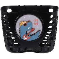 NUOBESTY Kinderfahrrad Korb Fahrradkorb Dinosaurier Muster Radkorb Vorderradkörbe Kunststoffkorb Frontkorb Vorne Korb Aufbewahrungskorb für Kinder Mädchen Fahrrad Skateboard Schwarz