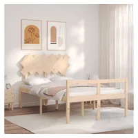 vidaXL Bett Seniorenbett mit Kopfteil 120x200 cm Massivholz beige 125.5 cm x 205.5 cm x 80.5 cm