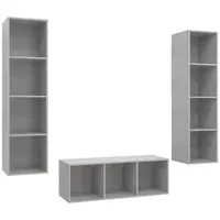 VidaXL 3-tlg. TV-Schrank-Set Betongrau Holzwerkstoff