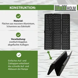 dreibreit by TRUTZHOLM 3-fach Auffahrrampe klappbar 215cm Alu schwarz gelocht Verladerampe Rampe
